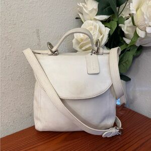 Coach Vintage Soho Legacy Top Handle Flap Bag white Leather 4158 USA Made
